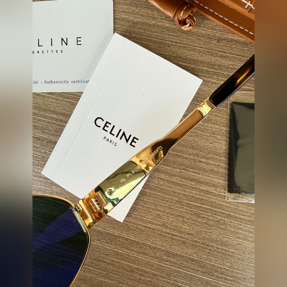 Celine Triomphe Gold Metal Sunglasses - Picture 10 of 13